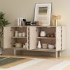 Modern 4-door Sideboard with Convex Pattern Doors and 2 Silver Handle for Living Room,Dining Room,Kitchen