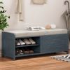 Distressed Shutter Storage Bench with Acacia Veneer for Retro Charm for Living Room,Entryway