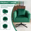 360° Swivel Accent Chair, Modern Velvet Fabric Living Room Armchair, Comfy Wide Upholstered with Fluffy Cushion and Metal Legs